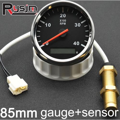 85mm Pointer Tachometer 3000 4000 RPM Meter + Sensor For Car Tacho Meter Gauge With Red Backlight For Car Boat Yacht RV 9-30V