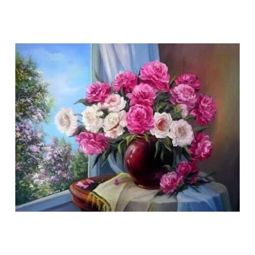 Diamond Mosaic DIY Diamond Painting Cross Stitch Sewing Knitting Needles Diamond Embroidery 20*30cm Romantic Flower