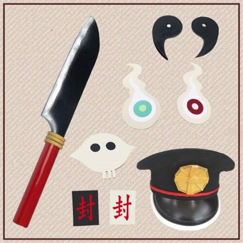 Anime Toilet-bound Hanako-kun Yugi Amane Hat Face Clock Ghost Fire Cosplay Accessories Props for Halloween Christmas Party