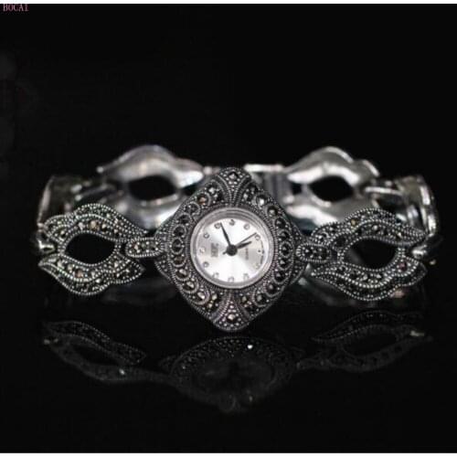 BOCAI Sterling silver S925 bracelets for women 2021 Fashion Thai Silver hand chain bangle Jewelry pure Argentum watchband watch