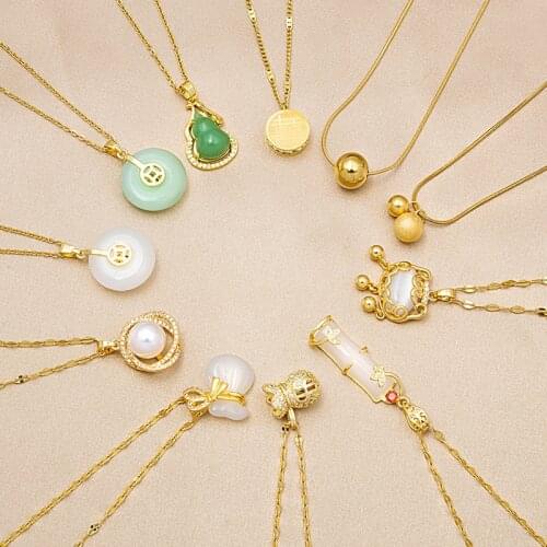 Fashion Round Ball Pendant Necklace Stainless steel Chain For Women Girls Geometric Copper Charms Choker Jewelry Gifts