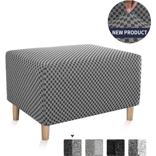 Nordic Modern Ottoman Slipcovers Rectangle Footrest Sofa Chair Cover Stretch Jacquard Slipcovers Bedroom Ottoman Protect Cover
