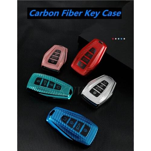 Carbon Fiber TPU Car Smart Key Case Cover Shell Fob For Geely Coolray 2019-2020 Atlas Boyue NL3 Emgrand X7 EX7 SUV GT GC9 Borui
