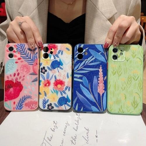 Colorful Flower painting for iPhone 12 12mini xsmax 12promax 11 12Pro se2 7 8plus XR XS Antiskid phone case