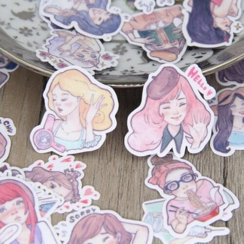 40pcs Beautiful Girl Scrapbooking Stickers Pretty Women Lady Decorative DIY Paper for Craft Photo Albums Decals Diary Decor Gift