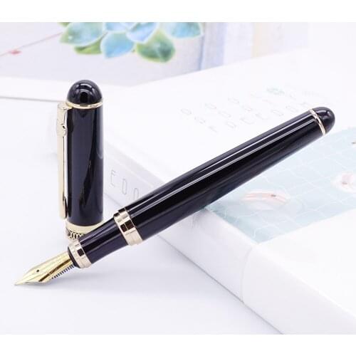 Duke D2 Classic Fountain Pen Black Barrel & Gold Clip Advanced Writing Pen Business Office Home Supplies