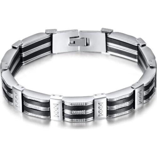 2021 Hot Europe Fashion Jewelry Simple Stainless steel personality mens bracelet Crystal from Swarovskis As Fathers day gift