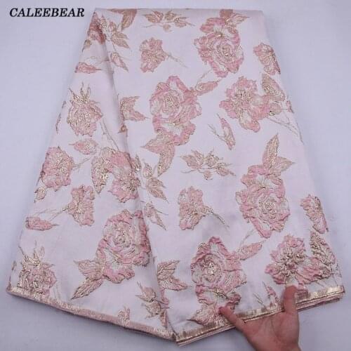 Latest Design Pink African Nigerian Brocade Jacquard Lace Fabric French Lace Fabric High Quality Lace For Wedding Party S2171