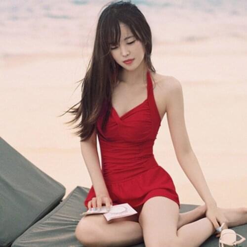 2021 new one piece swimsuit womens solid color sexy Japan and South Korea open back high waist swimsuit hot swimsuit women