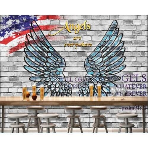 Beibehang Brick Wall Graffiti Angel Wings Bar KTV Wall Background papel de parede wallpaper wallpapers for living room