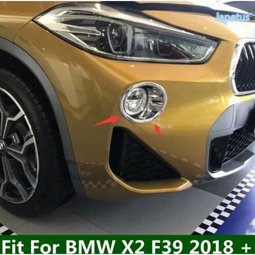 Lapetus Front Foglights Fog Lights Lamp Decoration Ring Cover Trim 2Pcs For BMW X2 F39 2018 - 2021 ABS Bright Chrome Accessories