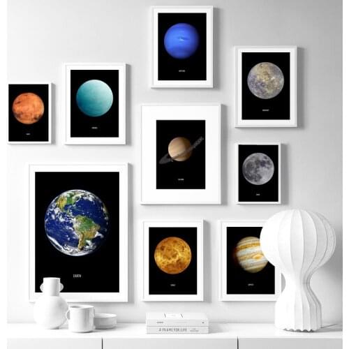 Earth Venus Moon Mars Saturn Uranus Planet Nordic Posters And Prints Wall Art Canvas Painting Wall Picture For Living Room Decor