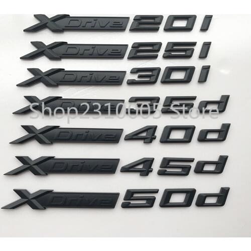 Full Matte Black XDrive 20d 25d 30d 35d 40d 45d 50d XDrive 20i 25i 28i 30i 35i 40i 50i Car Fender Emblem Badge Sticker for BMW
