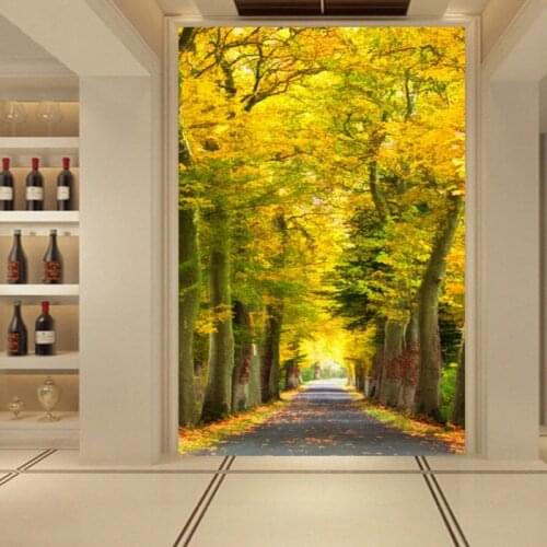 Drop Shipping Custom Photo Wallpaper 3D Stereo Golden Forest Entrance Mural Living Room Restaurant Porch Decorative Wallpaper