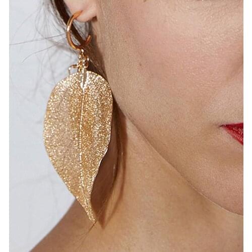 Retro Long section Hollow leaves Fashion Bohemian Vintage Women Rhinestone Teardrop Leaf Dangle Ear Earrings Jewelry Gift