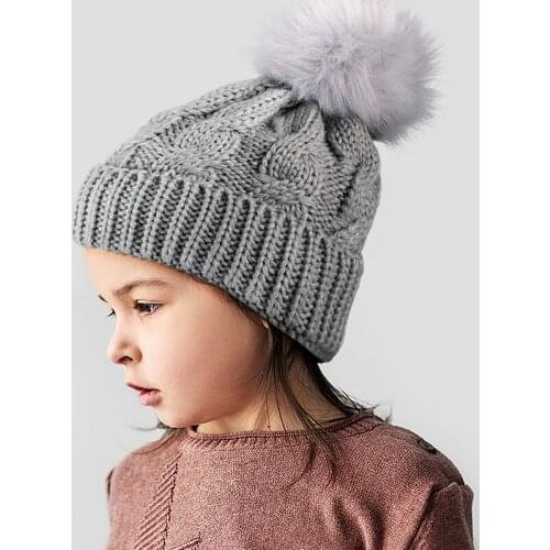 Winter Thick Baby Hat Cute Pompom Ball Warm Plush Kids Beanies for Boy Girl Thicken Knitted 1-5 Years Toddler Girls Hat Cap