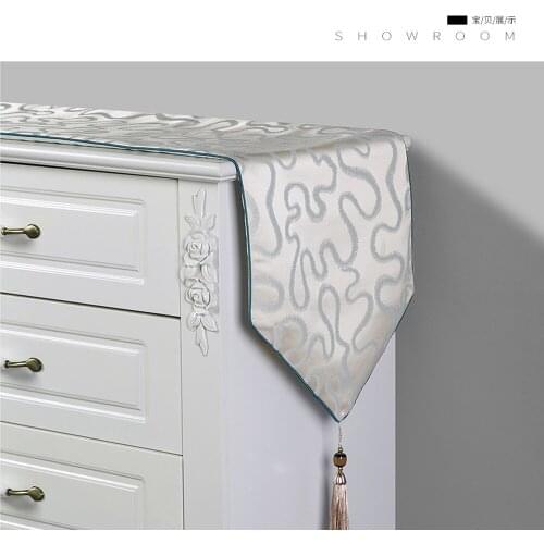 Modern and Simple Sharp Corners Edging Fringed Table Runner Light Luxury Home Model Room Decoration Tablecloth