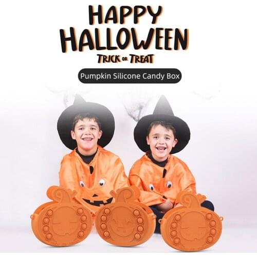 Halloween Pumpkin Candy Bag Push Bubble Pocket Coin Bag Purse Squeeze Fidget Toy Kid Adult Storage Handbag Interactive Gift
