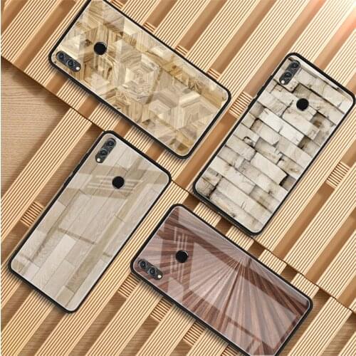 Texture wood Pattern Tempered Glass Phone Case For Huawei P20 P30 P40 P40 Lite Pro Psmart Mate 20 30 Cover Shell