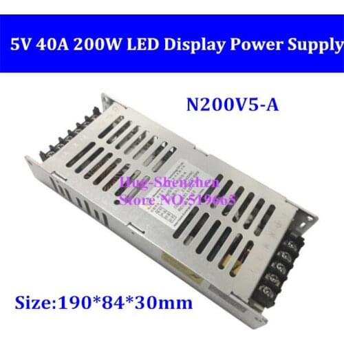 High Quality N200V5-A Slim 5V 40A 200W LED Display Power Supply , 200-240V AC Input P10 LED Display Ultra Switching Power Supply