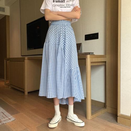 Ginzagirl Skirts Irregular-Plaid Empire Leisure Newst A-Line Chic All-Match Verano Vintage for Girls Y2K Style Faldas Moda