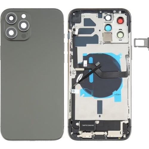 Battery Back Cover (Side Keys Speaker Motor Camera Lens Card Tray Power Volume Button Wireless Charging) for iPhone 12 Pro Max