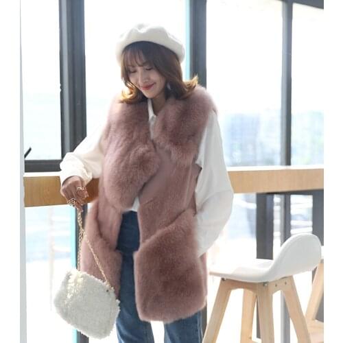 Women Clothes New Fashion Real Fox Vest Coat Winter Warm Coats Jacket Fur Vests for Ladies Manteau Femme Hiver ZL563