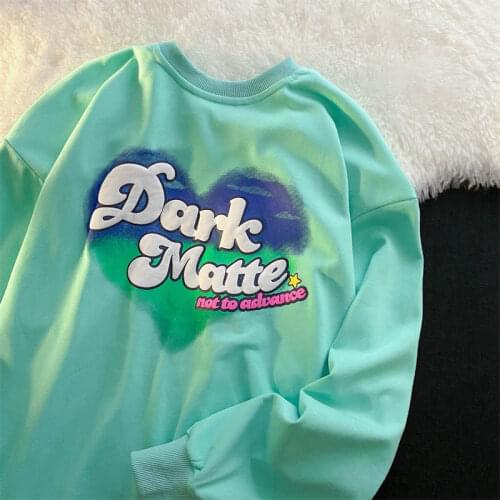 Goth Love Cartoon Letter Printed Sweatshirt Hip Hop Teens Fashion Long Sleeve Tops 2021 Autumn New Streetwear Japanese Pullovers