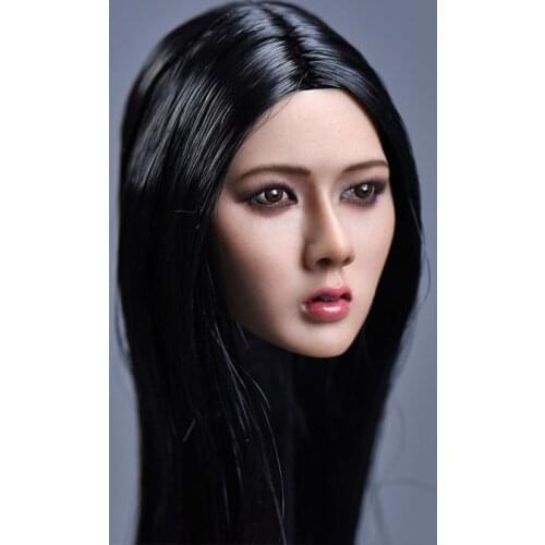 1/6 Xiu Series Asian Female Head Long Black Hair F 12" Suntan Color Body Figure Toy