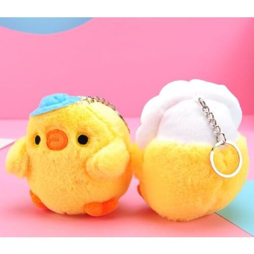 10cm Cute New Yellow Chubby Chick Animals Plush Toy Stuffed Keyring Doll Cartoon Pendant Keychain For Girls Boys Friend Gifts