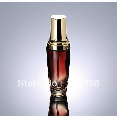 50ml red glass lotion bottle with golden pump for Cosmetic Packaging