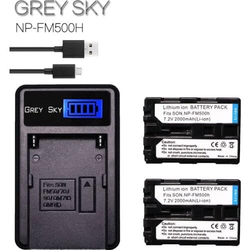 2000mAh NP-FM500H NP FM500H NPFM500H Camera Battery+LCD Charger For Sony A57 A58 A65 A77 A99 A550 A560 A580 Battery L50