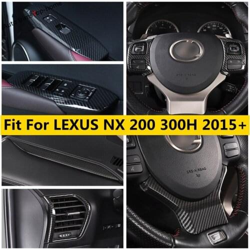 Carbon Fiber Accessories For LEXUS NX 200 300H 2015 - 2020 Steering Wheel Gear Window Lift Air AC Vent Outlet Decor Cover Trim