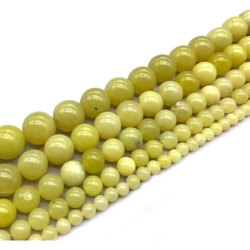Natural Stone Lemon Yellow Jades Round Loose Spacer Beads For Jewelry Making 4/6/8/10/12mm DIY Handmade Bracelets 15'Strand