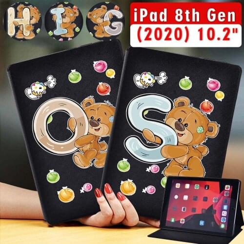Tablets Case for Apple Ipad 8 2020 8th Gen 10.2 Inch Scratch Resistant Foldable Table Leather Protective Case + Free Stylus