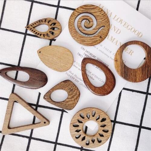20pcs/lot new irregular wood water drop charm connectors for diy earrings pendant jewelry making handmade accessories material
