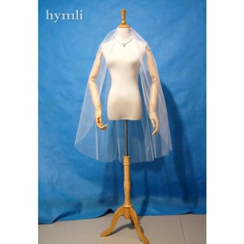 Soft tulle bridal veil cut edge 1 layer wedding veil 100cm long in white , ivory ,black , champagne