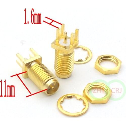 RP-SMA Female (Male pin) RF Connector Nut Solder PCB Clip Edge Mount 1.6mm Spacing New