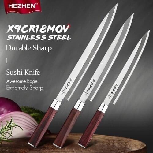 HEZHEN 240 270 300mm Sushi Knife Stainless Steel High Quality Pro Fish Fillet Knife Salmon Sushi Knife Cuisine Kitchen Knife