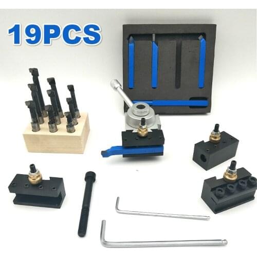 19Pcs/set Carbide Turning Tools 3/8" Boring Bar and Quick Change Tool Post Holder and 3/8" Turning & Facing Holders