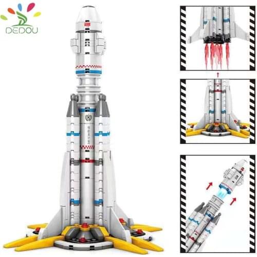 DEDOU Toy Space Shuttle Series Wandering Earth Carrier Rocket Assembled Building Blocks Childrens Educational Toys