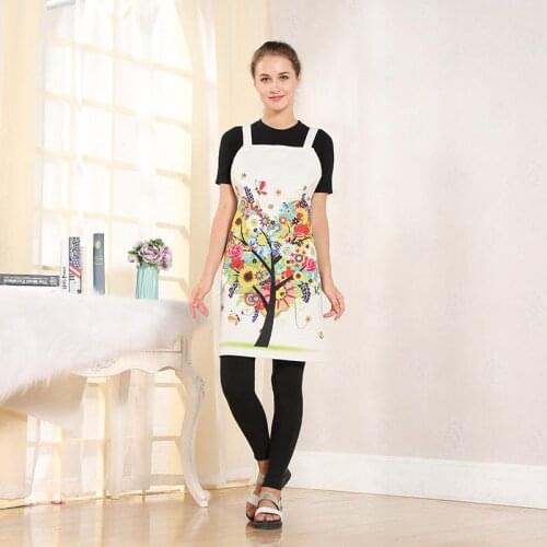 1 Pcs Kitchen Apron Life Tree Printed Sleeveless Cotton Linen Aprons for Men Women Home Cleaning Tools WQ137