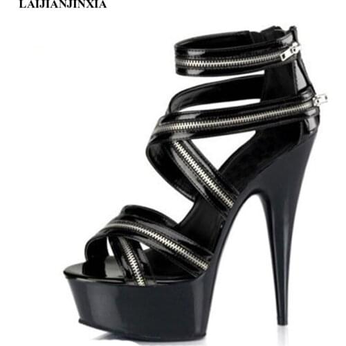 LAIJIANJINXIA New Classics Gladiator Sexy Platforms Women Open Toe 15cm High Heel Shoes, Toeless Stiletto, High Heel Sandals