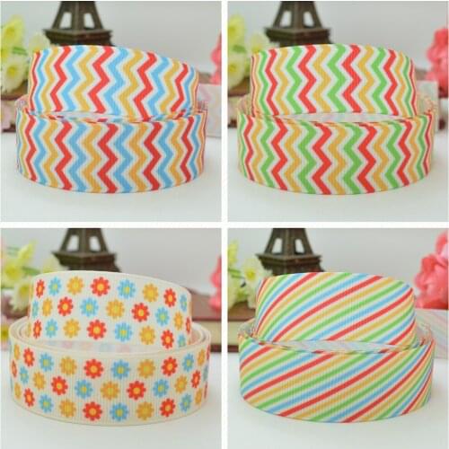 10 Yards 22mm 7/8" spring stripe chevron Pretty Girls Printed grosgrain ribbon hair bow Headwear hair accessories retail B0929