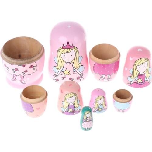 5PCS Angel Princess Russian Nesting Dolls Wooden Matryoshka Dolls Kids Toy Gift D0JC