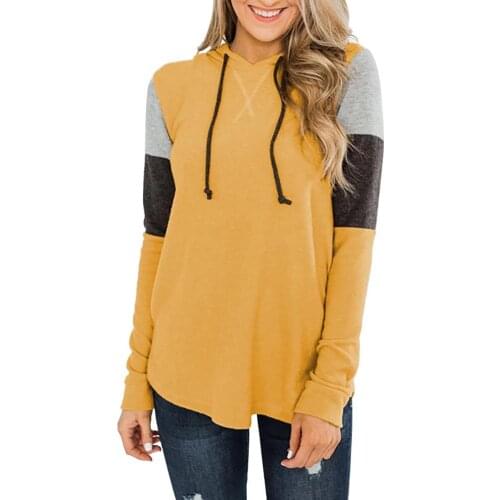 Women Fashion Warm Long Sleeve Drawstring Hooded Sweatshirt Loose Hoodie Top