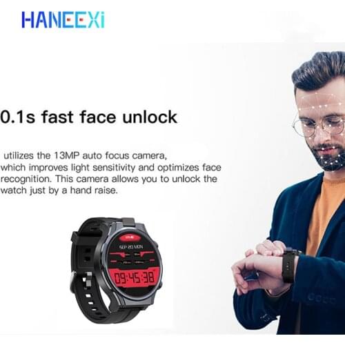 2.1inch large round screen Smart Watch Men Android 10 Smart Clock 4GB 64GB 13MP Camera GPS Smartwatch support heart rate Face ID