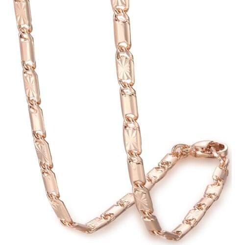 New 3mm 4mm Men Women 585 Rose Gold Color Classic Necklace Chains Jewelry