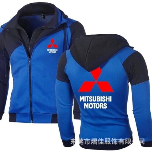 Spring Autumn New Mens Fashion Mitsubishi Motors Sweatshirt Sportswear Casual Jacket Coat Hip Hop Double Zipper Cotton Hoodie L