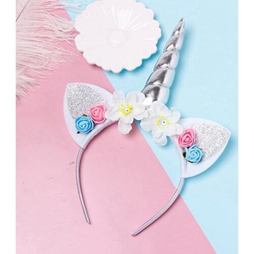 New Girls Cute Unicorn Flower Cat Ears Headbands Children Headwear Photo Props Party Hair Hoop Hairbands Kids Hair Accessories